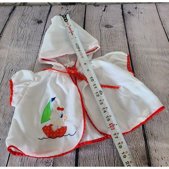Vintage Infant Baby Light Jacket Hood Embroidered Duck - Picture 3 of 5